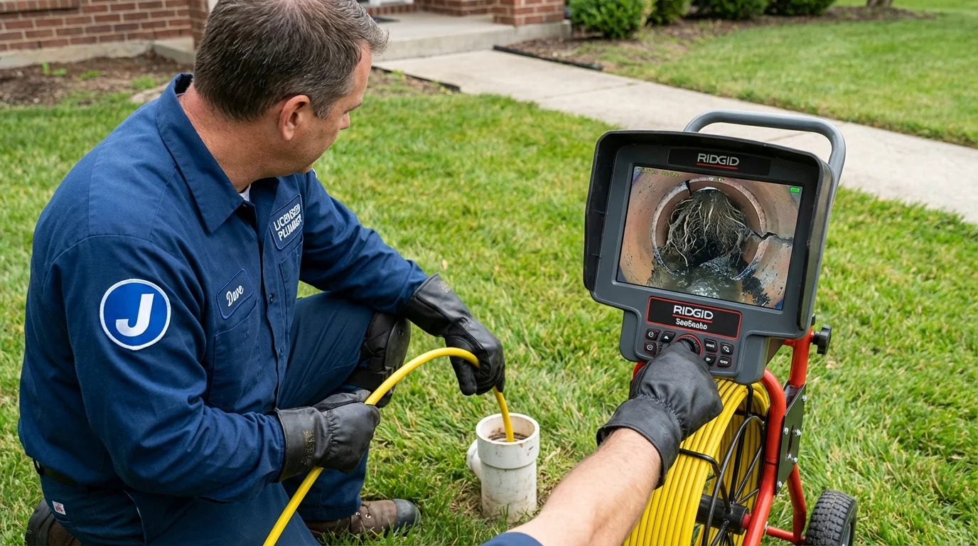 Sewer camera inspection being performed by Johns Plumbing LLC in Pegram